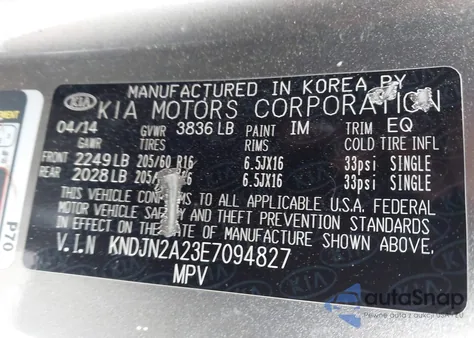 2014 Kia Soul from USA, damaged, VIN KNDJN2A23E7094827